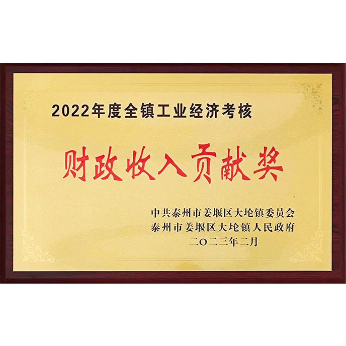 2022年度财政收入贡献奖